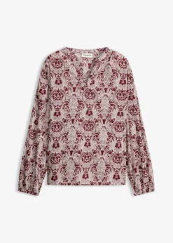 bonprix bonprix Blusa de algodón puro rojo rubí-blanco lana Best