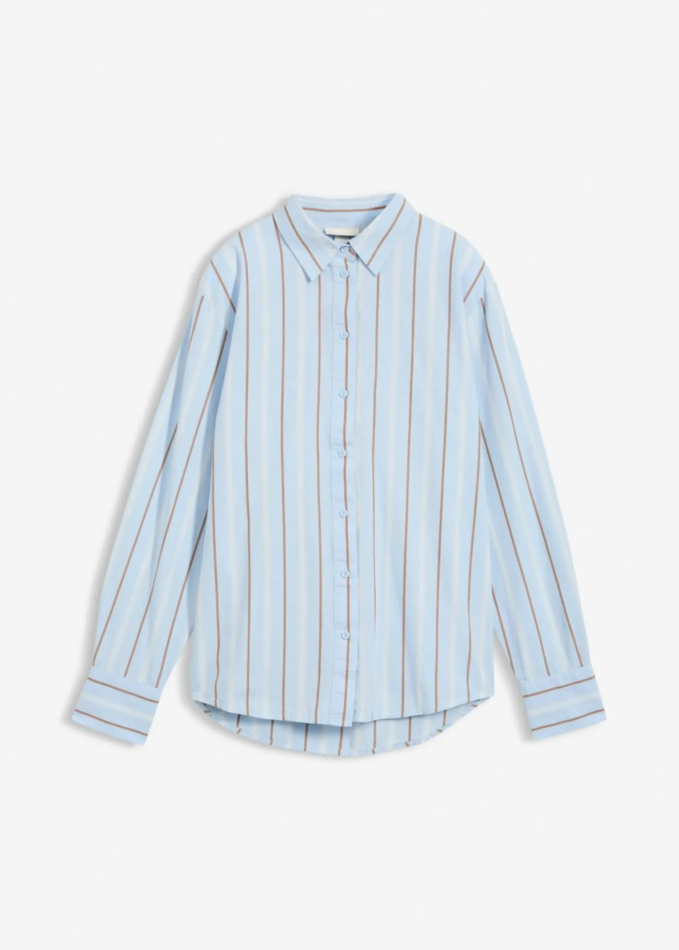 bonprix bonprix Blusa de algodón puro azul pálido-blanco lana-marrón castaño-arena claro rayas verticales Sale