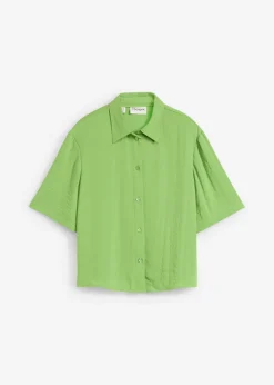 bonprix bonprix Blusa de crepé ligero con corte boxy Verde trébol Discount