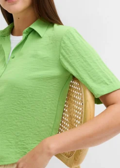 bonprix bonprix Blusa de crepé ligero con corte boxy Verde trébol Discount
