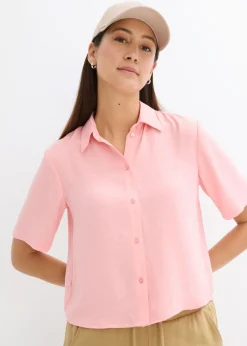 bonprix bonprix Blusa de crepé ligero con corte boxy rosa pálido Best
