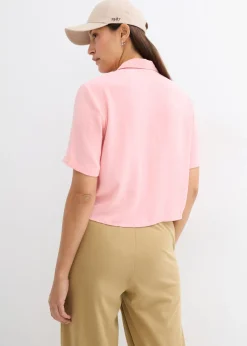bonprix bonprix Blusa de crepé ligero con corte boxy rosa pálido Best