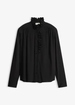 bonprix bonprix Blusa de crepé vaporoso Negro New