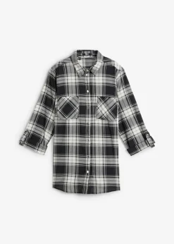 bonprix bonprix Blusa de cuadros de algodón puro Negro-blanco a cuadros New