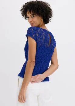bonprix bonprix Blusa de encaje Azul marino Discount