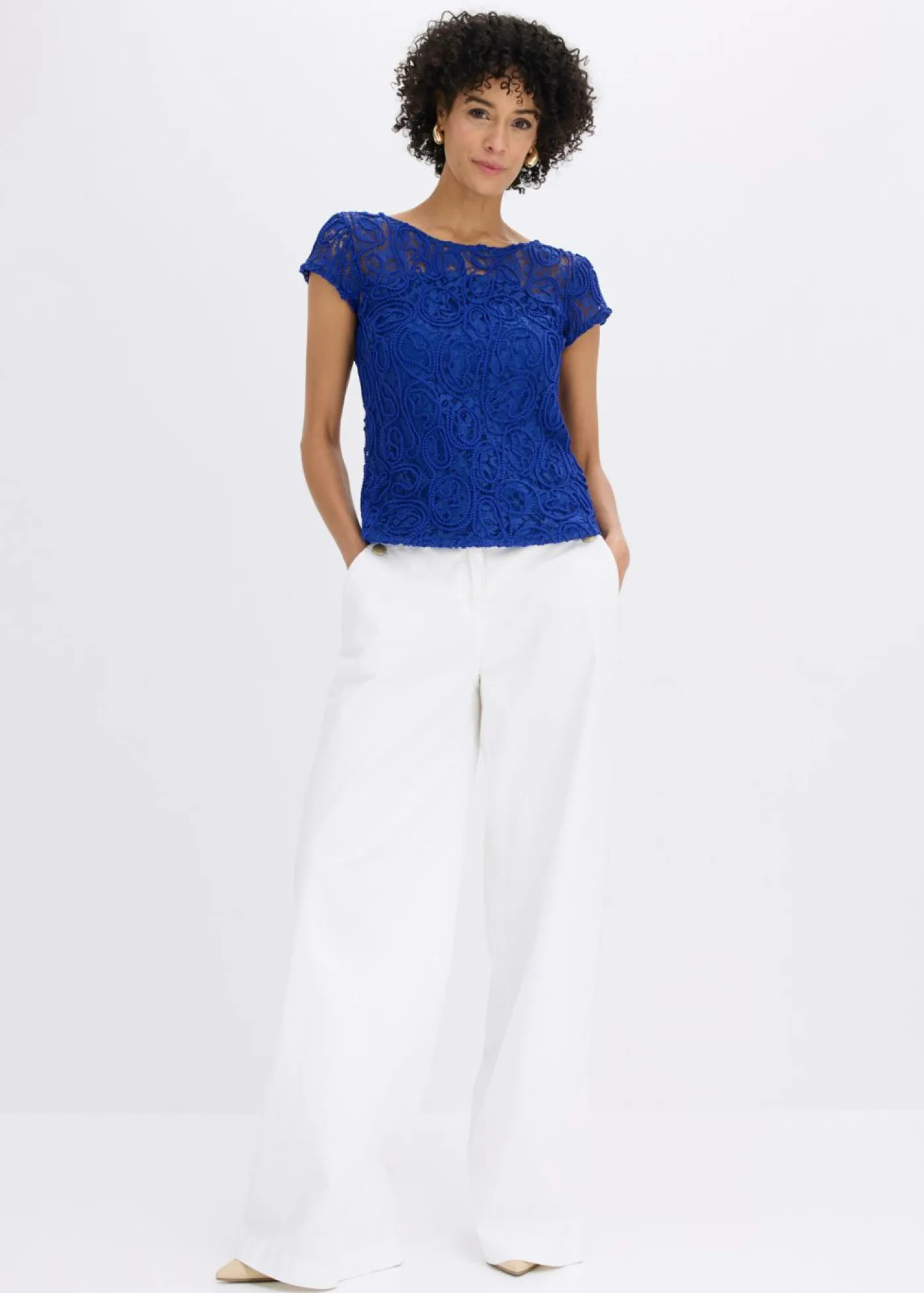 bonprix bonprix Blusa de encaje Azul marino Discount