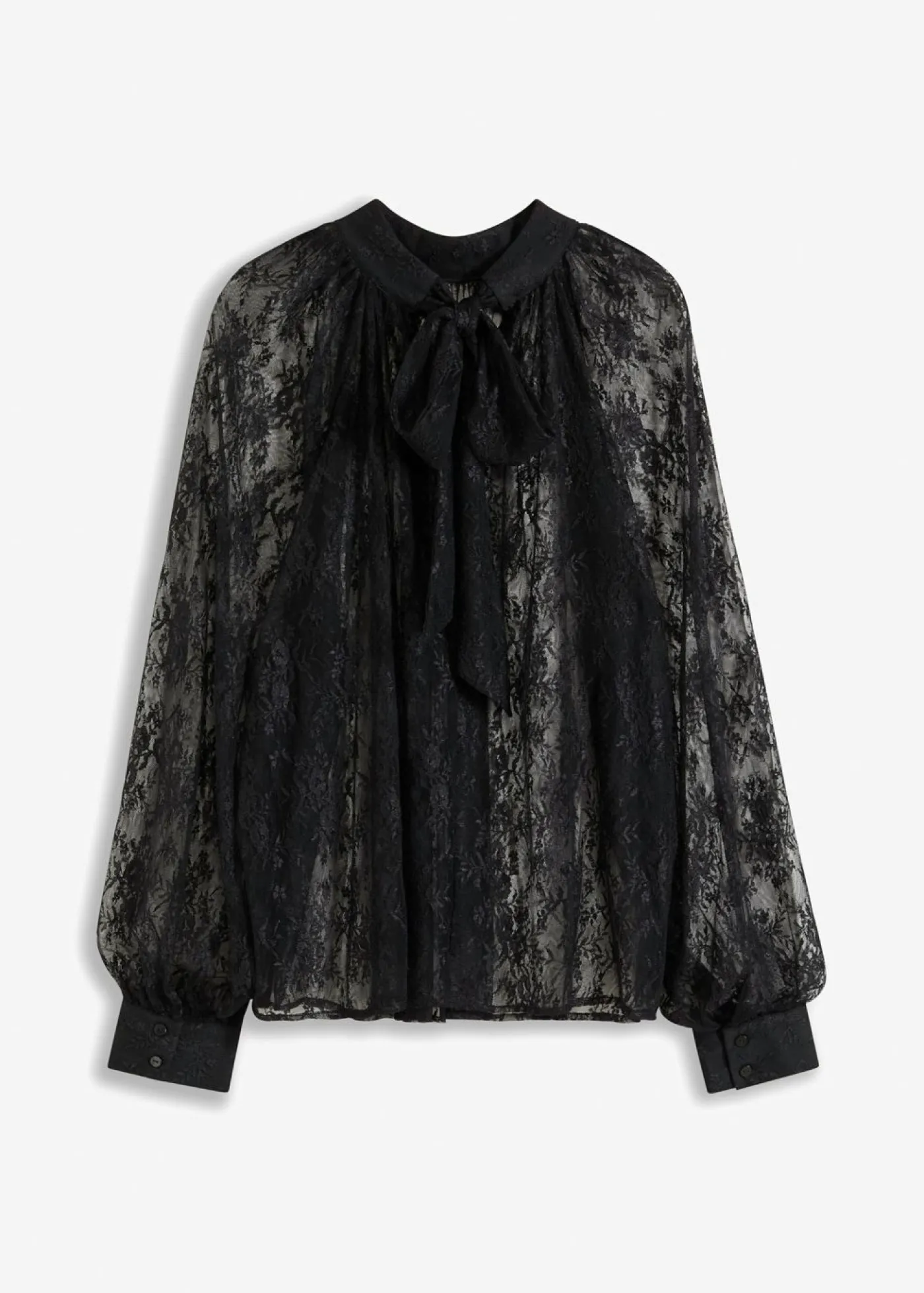 bonprix bonprix Blusa de encaje con ligeras transparencias Negro