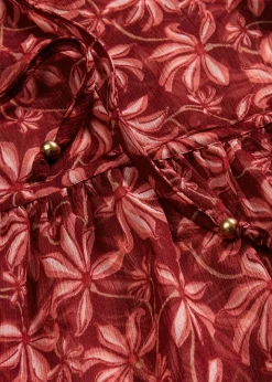 bonprix bonprix Blusa de gasa Rojo rubí/rojo de flores Outlet