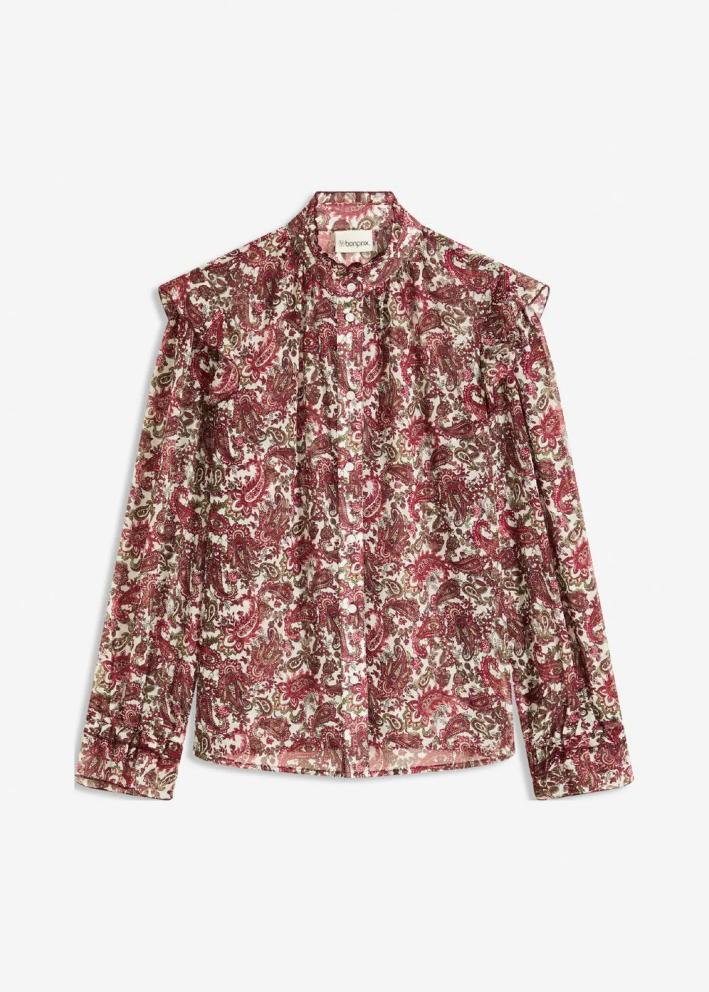 bonprix bonprix Blusa de gasa gris guijarro-rojo azalea-verde oliva oscuro Hot