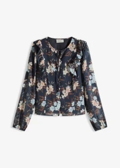 bonprix bonprix Blusa de gasa azul oscuro-azul hielo