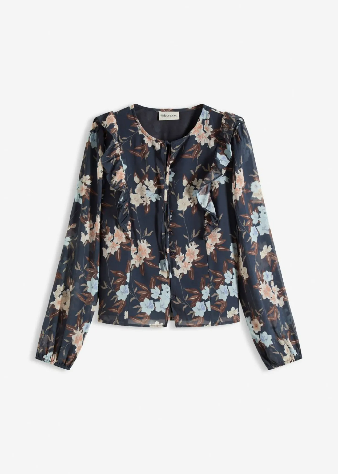 bonprix bonprix Blusa de gasa azul oscuro-azul hielo