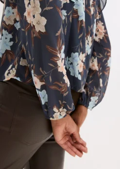 bonprix bonprix Blusa de gasa azul oscuro-azul hielo