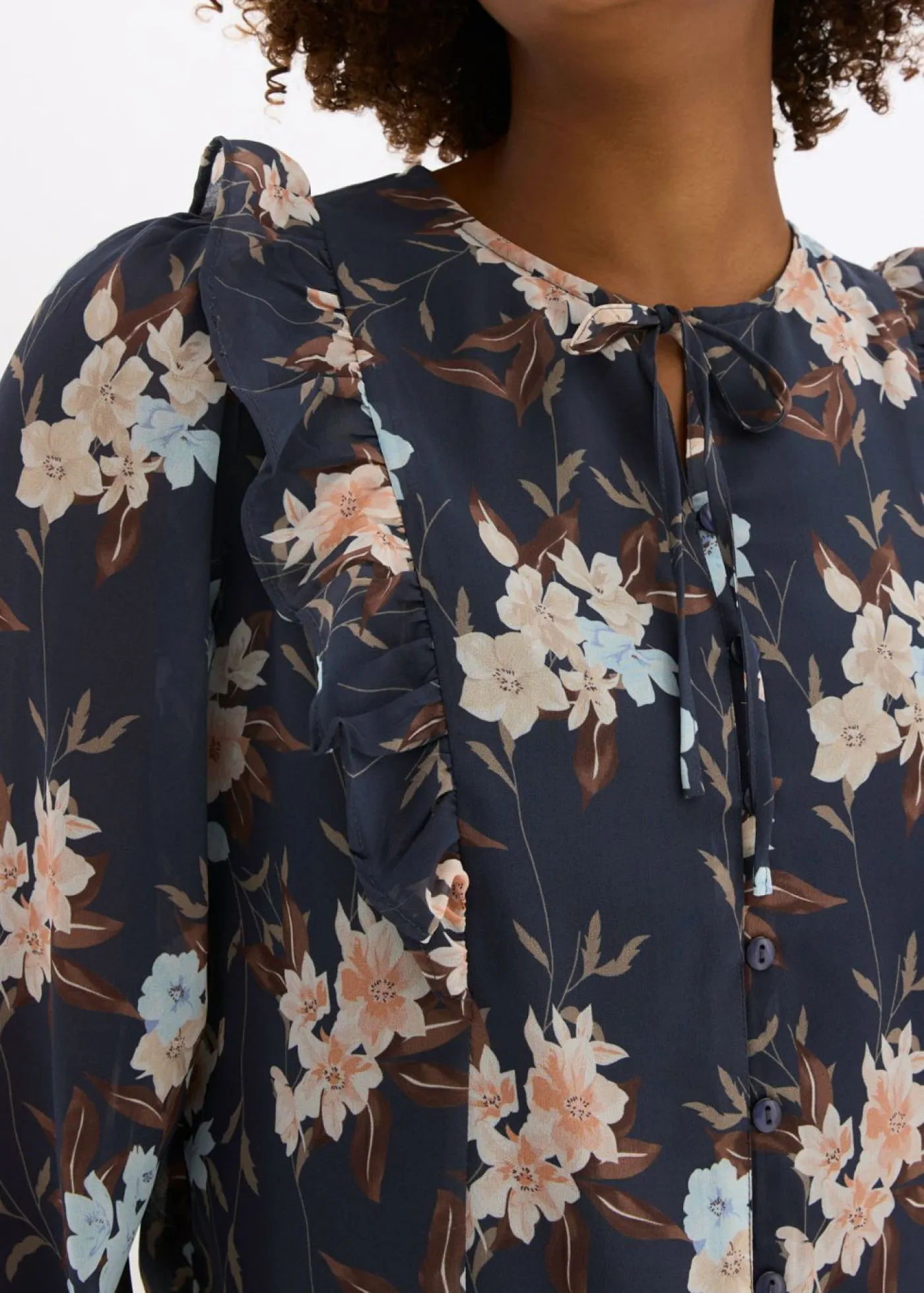 bonprix bonprix Blusa de gasa azul oscuro-azul hielo