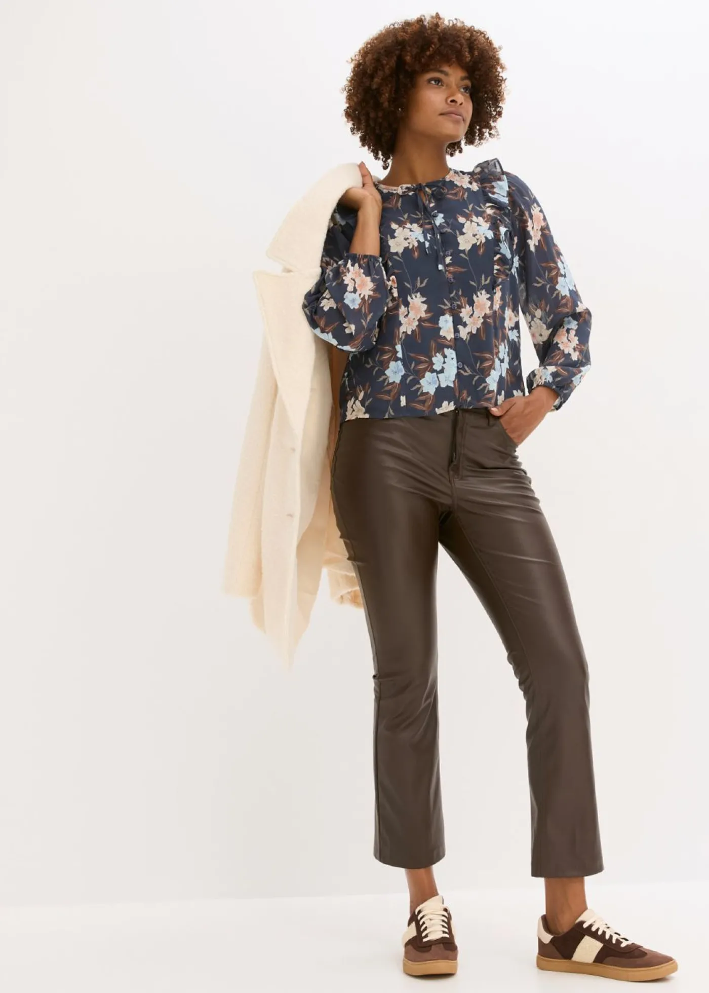 bonprix bonprix Blusa de gasa azul oscuro-azul hielo