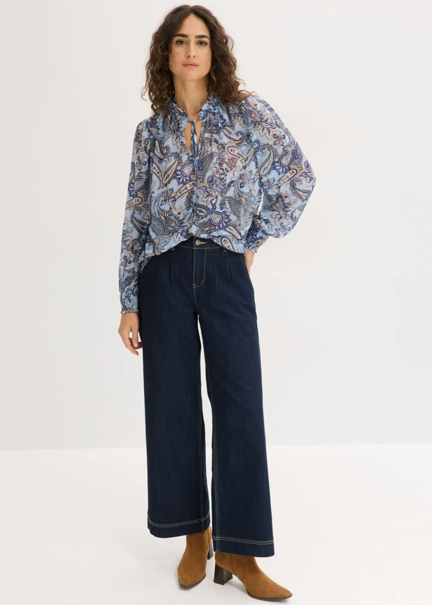 bonprix bonprix Blusa de gasa Azul claro