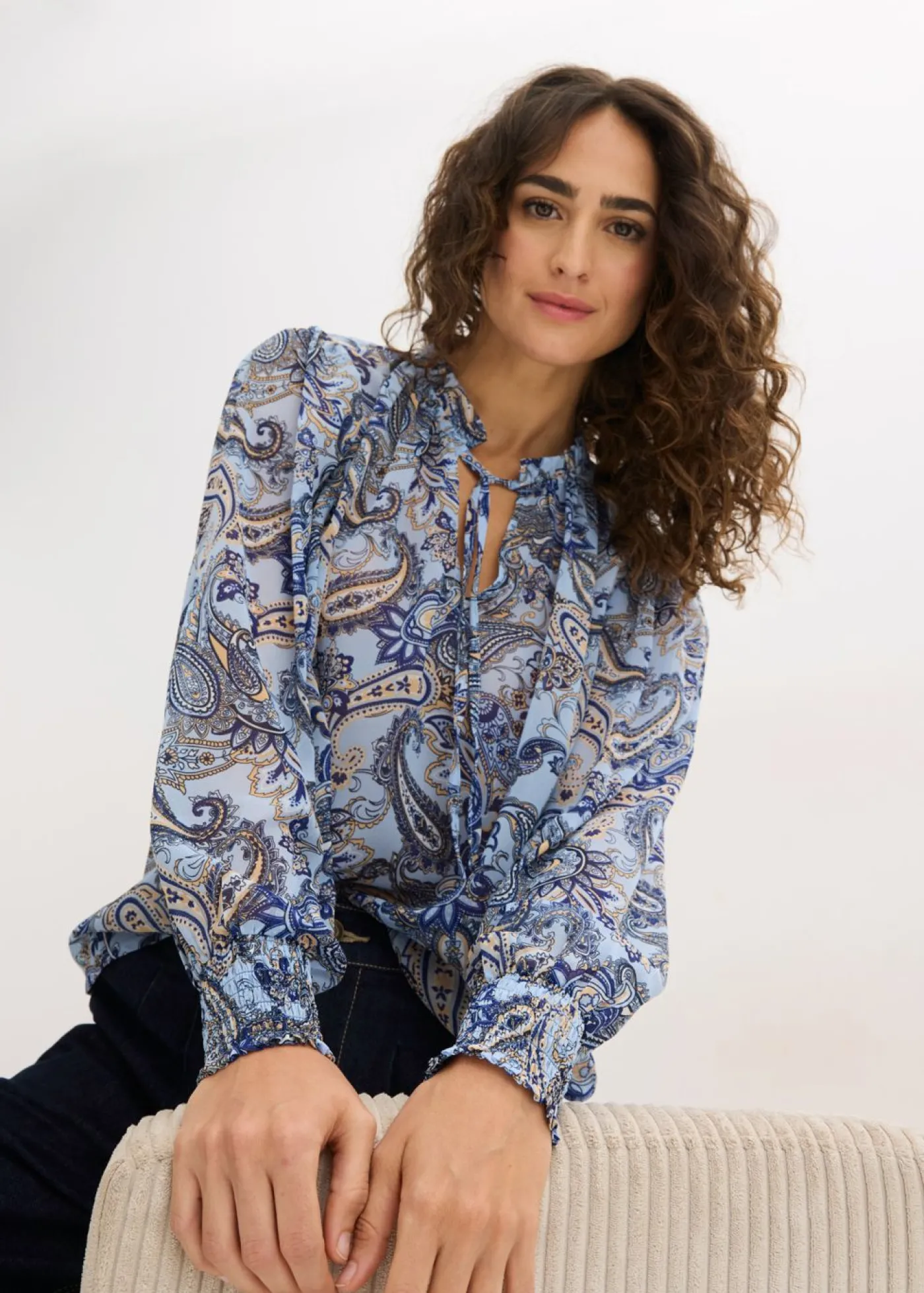 bonprix bonprix Blusa de gasa Azul claro