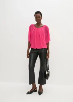 bonprix bonprix Blusa de gasa con camiseta interior Rosa oscuro Outlet