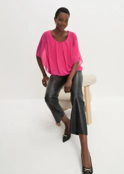 bonprix bonprix Blusa de gasa con camiseta interior Rosa oscuro Outlet