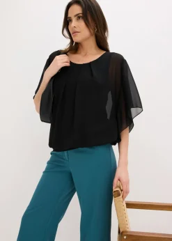 bonprix bonprix Blusa de gasa con camiseta interior Negro Discount