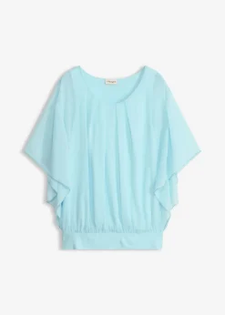 bonprix bonprix Blusa de gasa con camiseta interior Azul aguamarina New