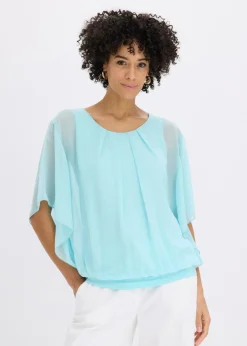 bonprix bonprix Blusa de gasa con camiseta interior Azul aguamarina New