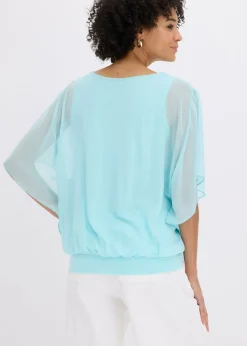 bonprix bonprix Blusa de gasa con camiseta interior Azul aguamarina New