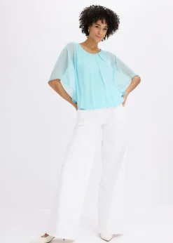 bonprix bonprix Blusa de gasa con camiseta interior Azul aguamarina New