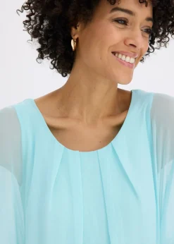 bonprix bonprix Blusa de gasa con camiseta interior Azul aguamarina New