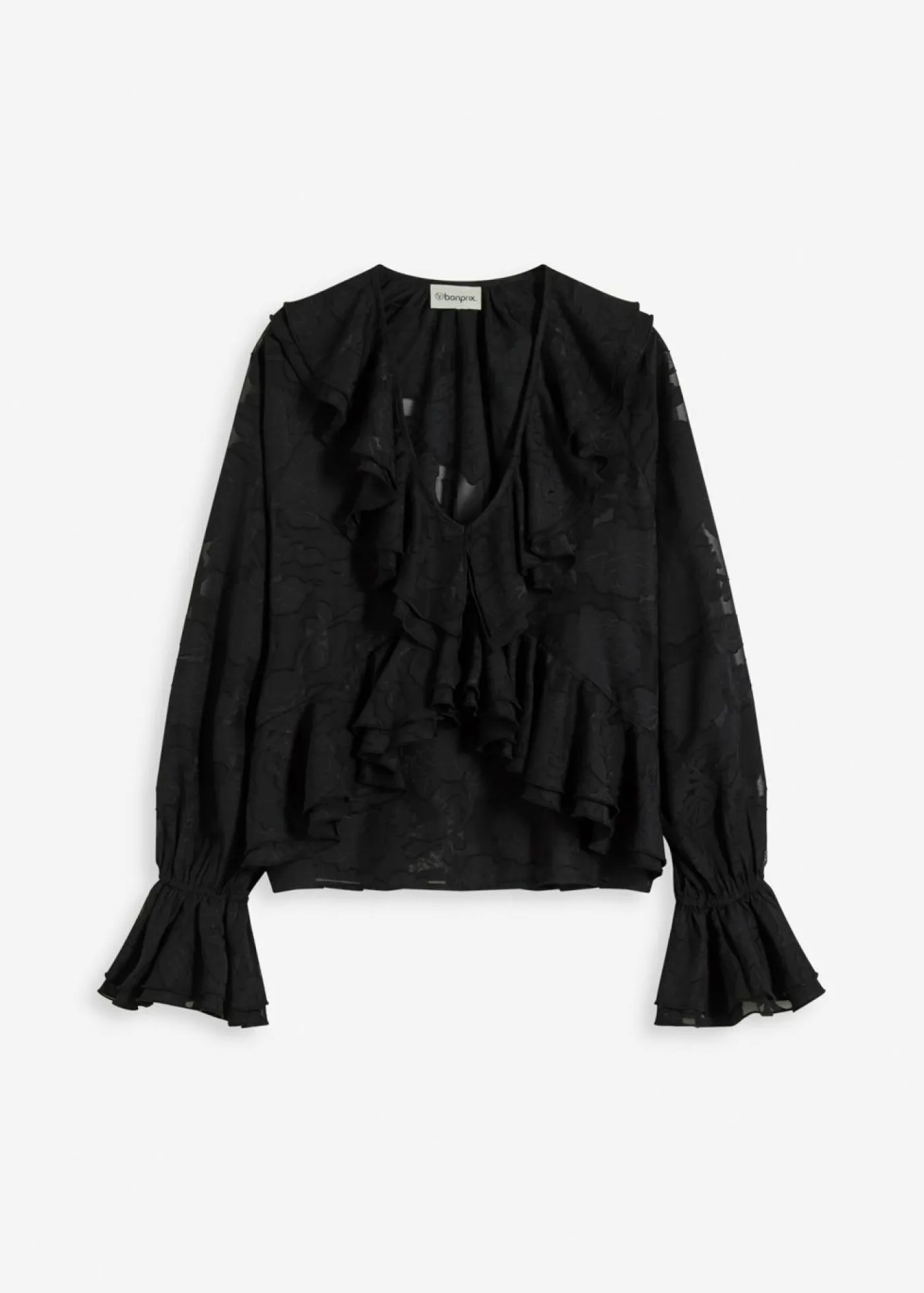 bonprix bonprix Blusa de gasa con ligeras transparencias Negro Online