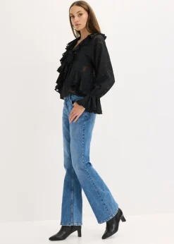 bonprix bonprix Blusa de gasa con ligeras transparencias Negro Online