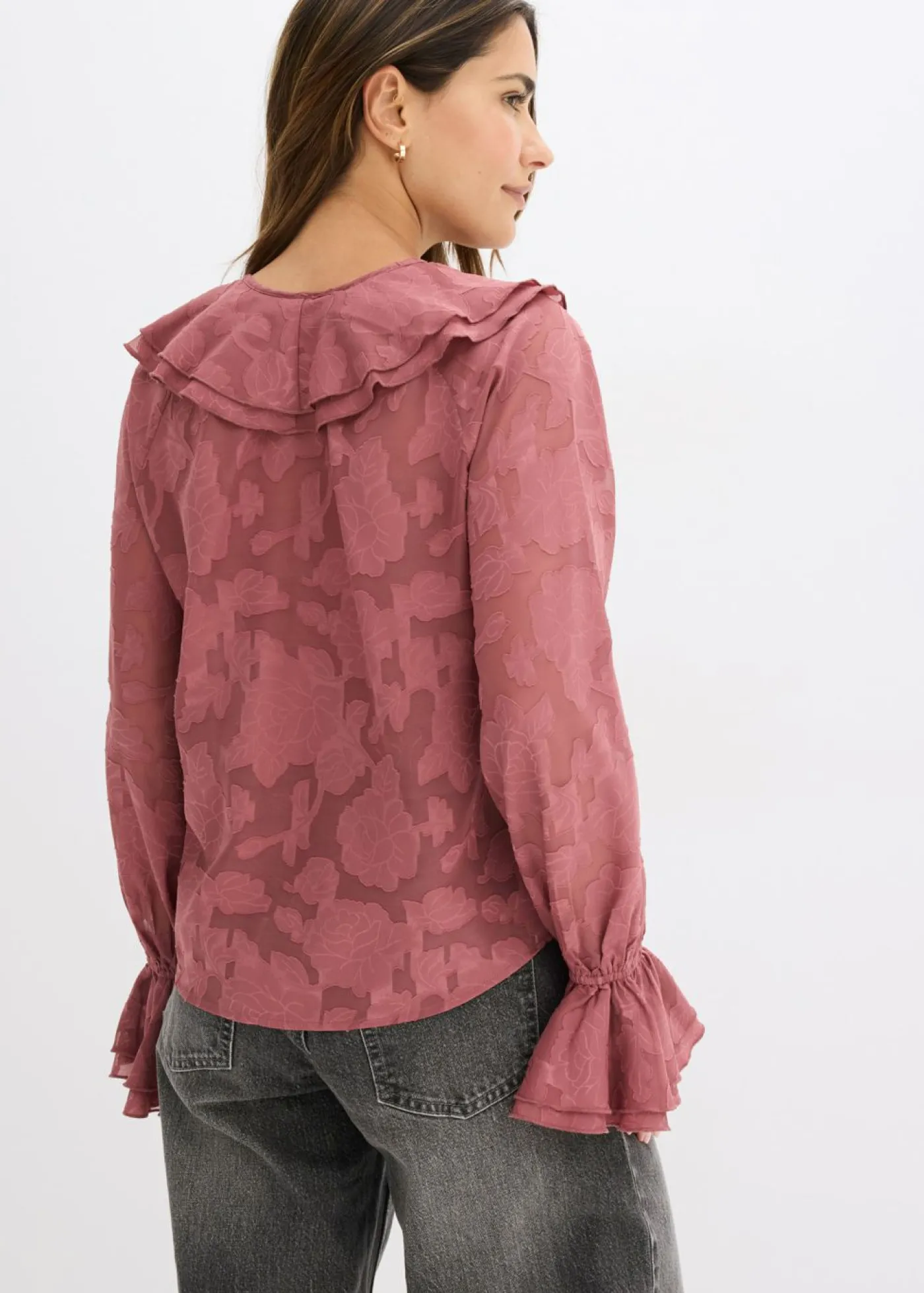 bonprix bonprix Blusa de gasa con ligeras transparencias baya suave