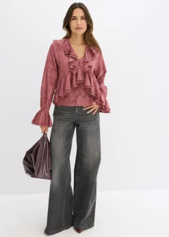 bonprix bonprix Blusa de gasa con ligeras transparencias baya suave