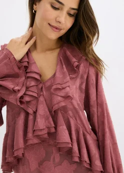 bonprix bonprix Blusa de gasa con ligeras transparencias baya suave