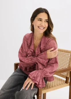 bonprix bonprix Blusa de gasa con ligeras transparencias baya suave