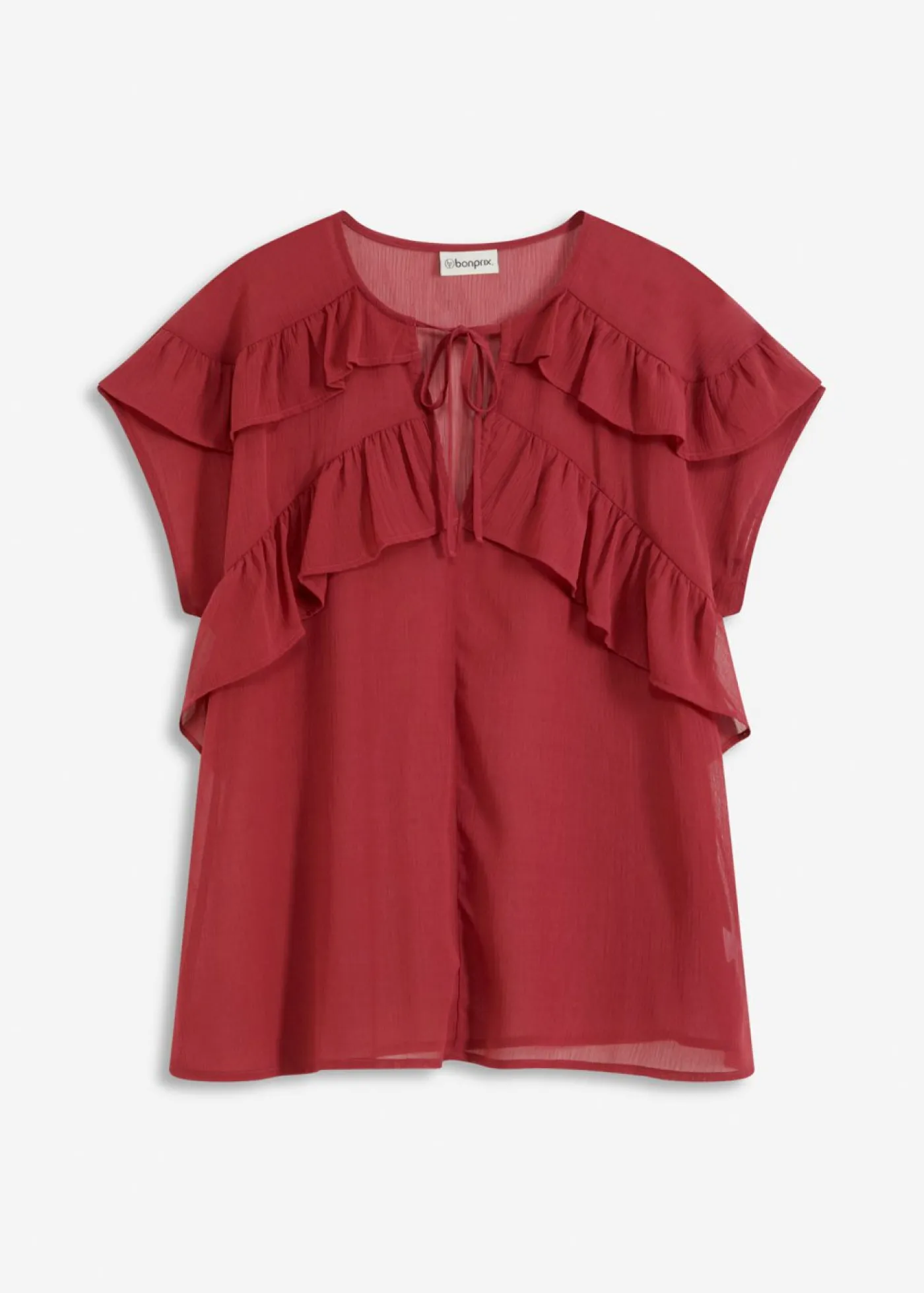 bonprix bonprix Blusa de gasa con volantes Rojo Best