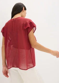 bonprix bonprix Blusa de gasa con volantes Rojo Best