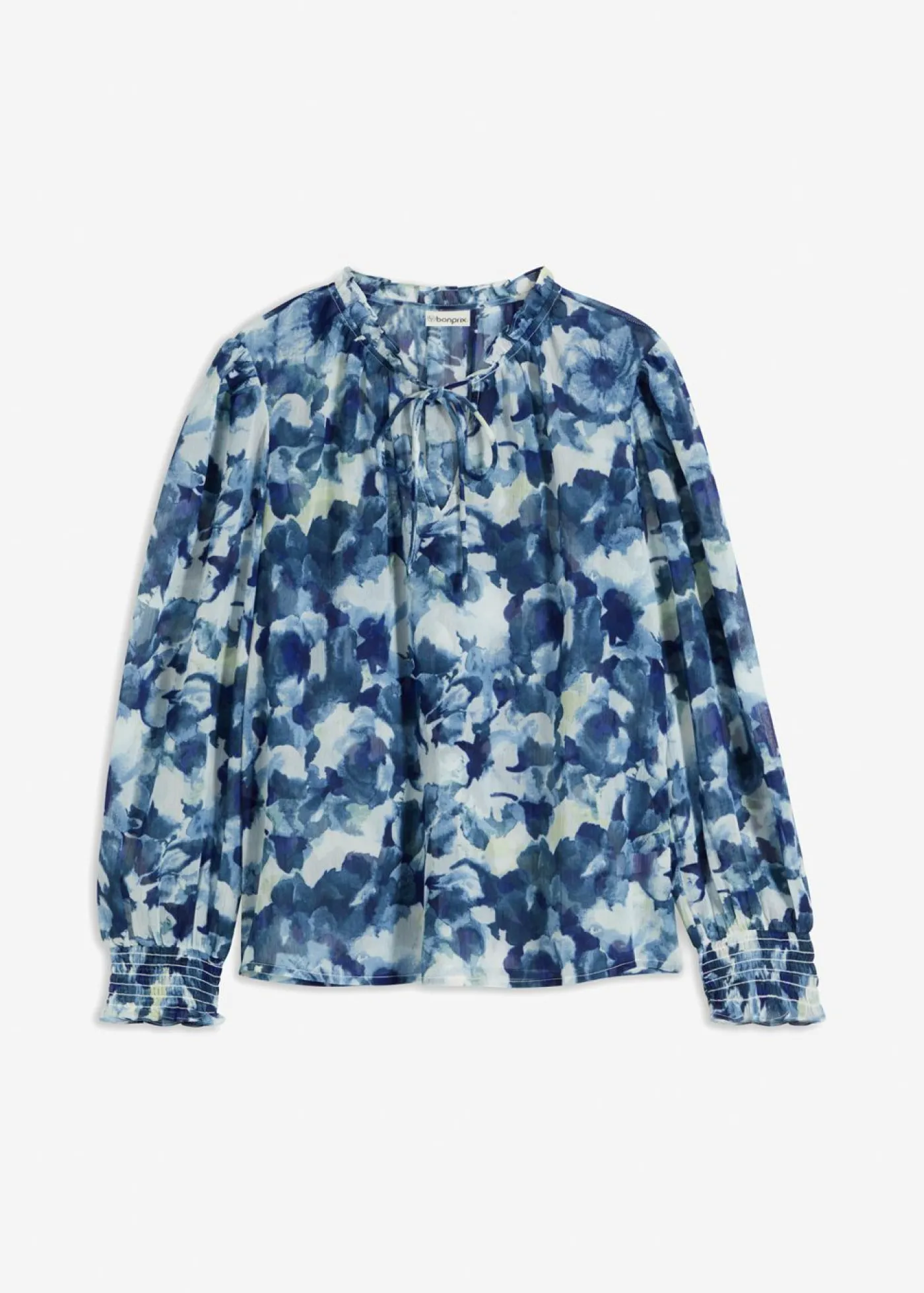 bonprix bonprix Blusa de gasa estampada Azul Discount