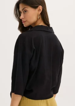 bonprix bonprix Blusa de lino Negro Sale