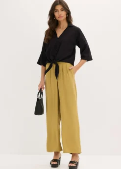 bonprix bonprix Blusa de lino Negro Sale