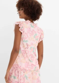 bonprix bonprix Blusa de malla suave Rosa claro de flores Clearance