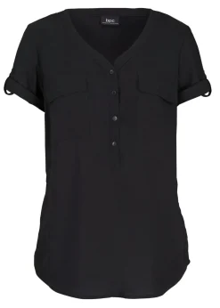 bonprix bonprix Blusa de manga corta Negro Outlet