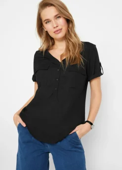 bonprix bonprix Blusa de manga corta Negro Outlet