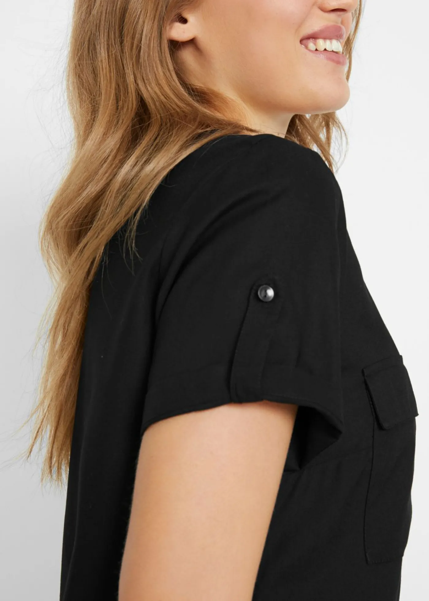 bonprix bonprix Blusa de manga corta Negro Outlet