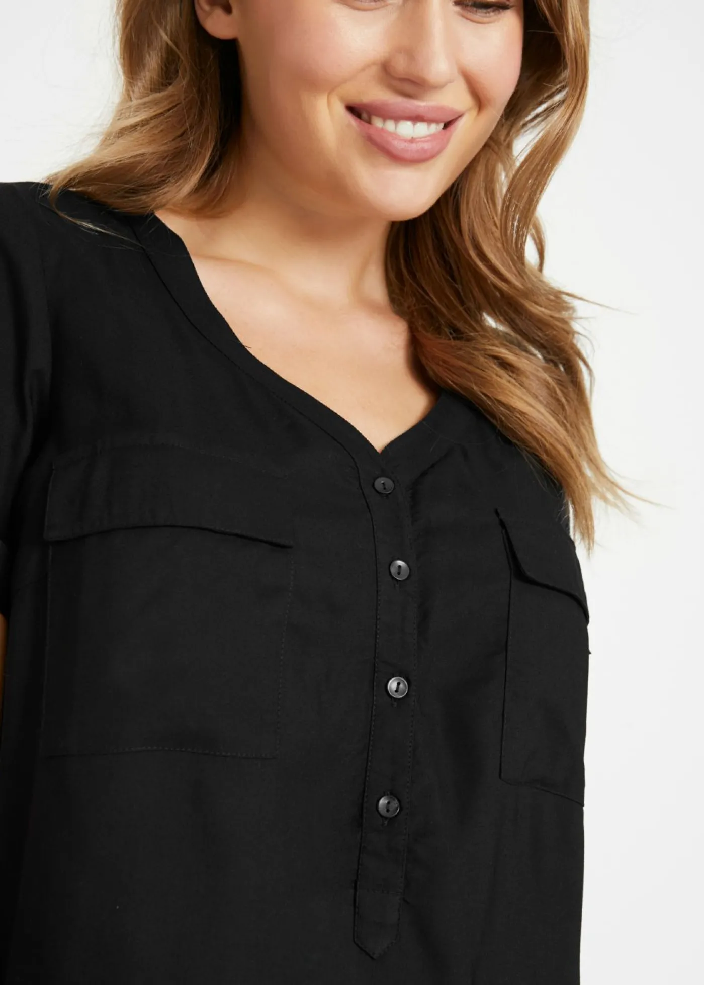 bonprix bonprix Blusa de manga corta Negro Outlet
