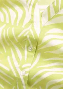 bonprix bonprix Blusa de manga corta con aspecto de lino amarillo cítrico-blanco lana Outlet