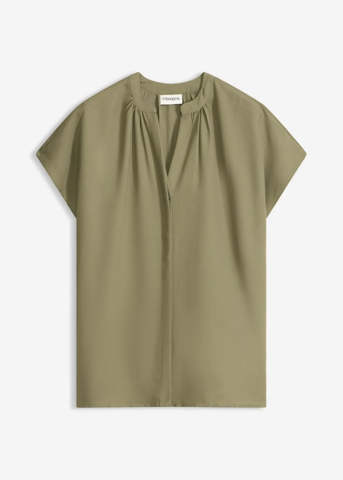 bonprix bonprix Blusa de manga corta con botones ocultos Oliva Discount