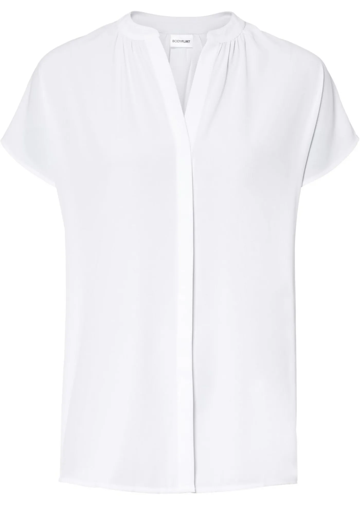 bonprix bonprix Blusa de manga corta con botones ocultos Blanco Clearance