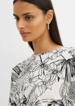 bonprix bonprix Blusa de manga corta de algodón puro Blanco lana Best