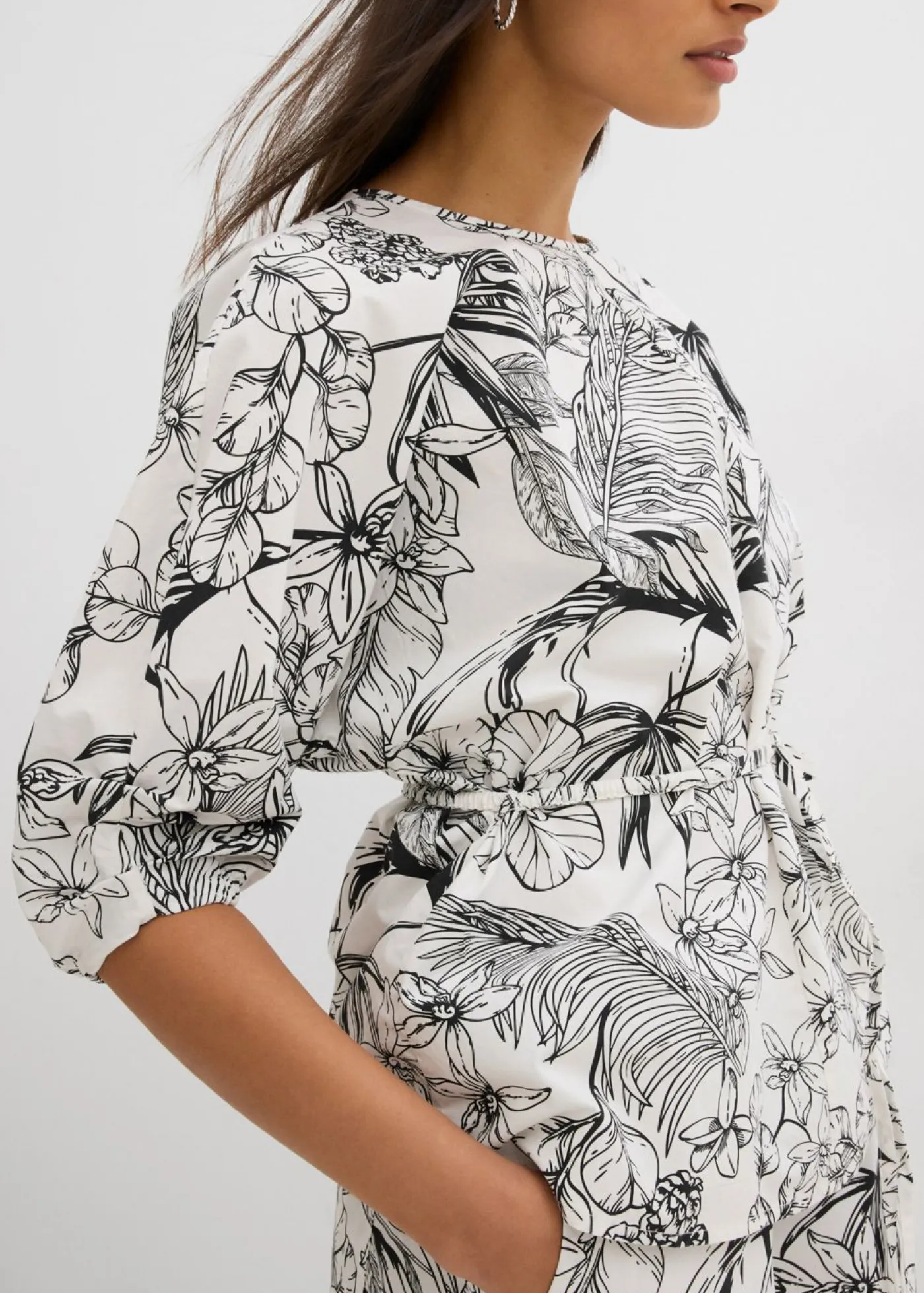bonprix bonprix Blusa de manga corta de algodón puro Blanco lana Best