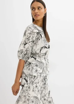 bonprix bonprix Blusa de manga corta de algodón puro Blanco lana Best